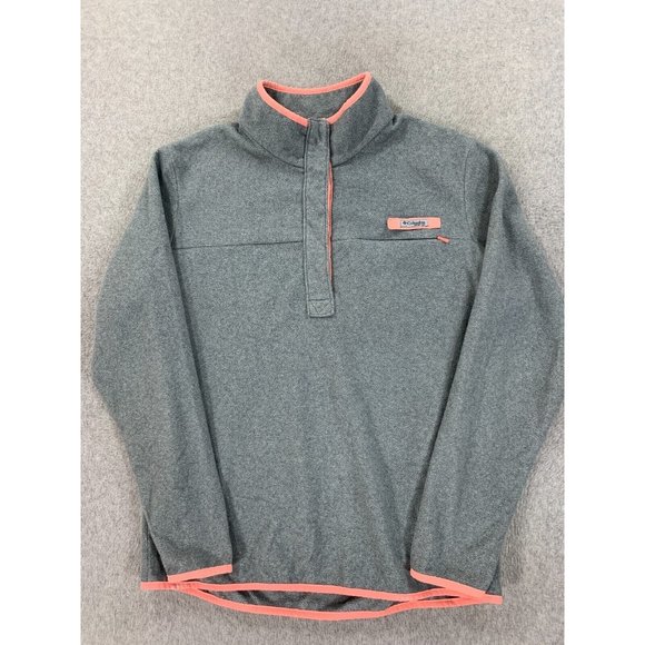 Columbia PFG 1/4 Snap Fleece Pullover Sweater (Women's XL) Gray/Pink‎ - Picture 1 of 14